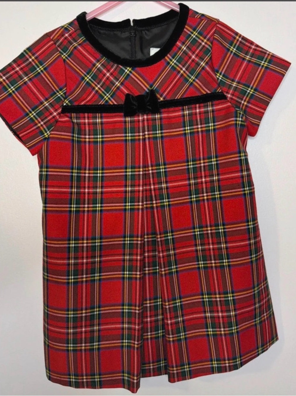 New Florence Eiseman Red Plaid Velvet-Trim Dress 18 months